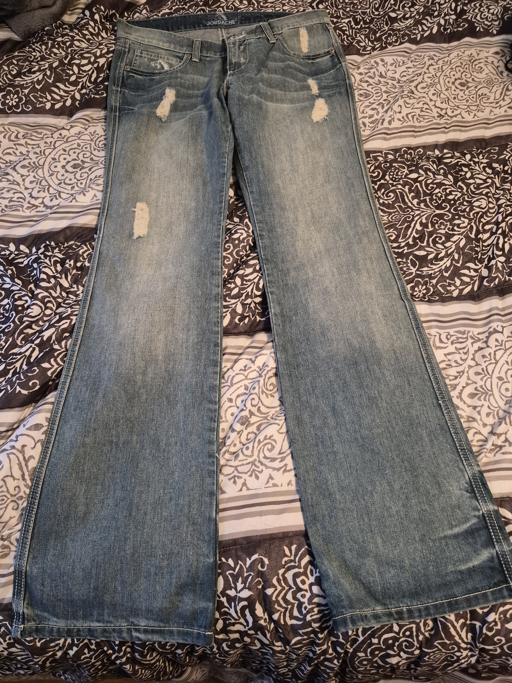 Jordache Light Blue Distressed Wide-Leg Jeans